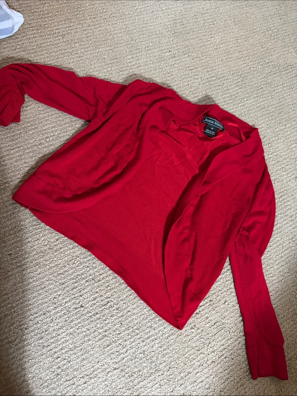 Jessica Howard Red Open-Front Cardigan Sweater